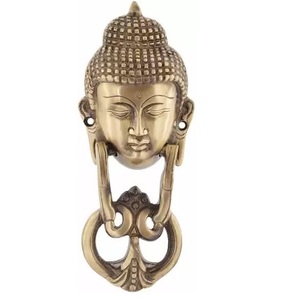 ประตูกระดิ่งโลหะทองเหลืองบริสุทธิ์รูปหัวพระพุทธรูปคุณภาพสูง ขายประตูเคาะสําหรับบ้านวิลล่าโรงแรมขายส่ง - Product Image 1