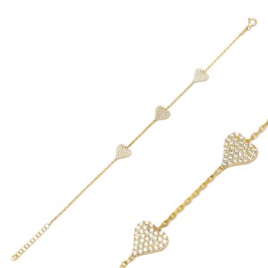 8mm Heart Design Clear Zircon Stone <b>Charm</b> Woman Bracelet Turkish Handmade Wholesale 925 Sterling Silver Jewelry - Product Image 1