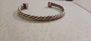 Tricolor <b>Magnetic</b> Therapy <b>Bracelet</b> Twisted Rope Design <b>Copper</b> Silver Brass Three Tone Bangle Arthritis Pain Relief Unisex - Product Image 3