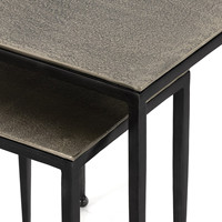 Ensemble de table d'appoint en aluminium et en fer au design tendance Table d'appoint de canapé carrée en argent antique pour le salon et la chambre à coucher
