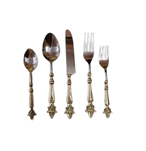 Juego de cubiertos de lujo, juego de cubiertos de latón pulido con espejo, juego de cubiertos de diseñador de estilo clásico único para hoteles, cocina, boda - Product Image 6