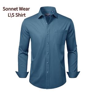 Camisa de vestir de manga larga para hombre Camisa formal de negocios de algodón 100% personalizada de fábrica - Product Image 1