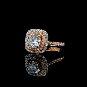 1.50 CTW Lab Grown Diamond Engagement <b>Ring</b> Round Cut <b>Cushion</b> Double Halo 14K Solid Gold SGL Certified <b>Ring</b> - Product Image 3