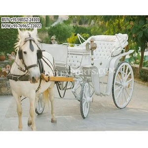 Carruaje de Caballos de Estilo Francés Blanco, Carruaje Victoriano Vis-À-Vis para Turismo, Espléndido Carruaje de Caballos de 4 Ruedas, Reino Unido - Product Image 1