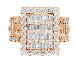 Anillo de Banda Ancha de Oro Blanco de 10K Personalizado con Diamantes Cultivados en Laboratorio, Diseño de Racimo de Baguette, Joyería para Hombre - Product Image 3