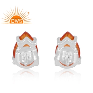 Última tendencia fina plata esterlina Bio morganita doblete cuarzo piedra preciosa Stud pendiente joyería personalizada para mujer regalo para ella - Product Image 4