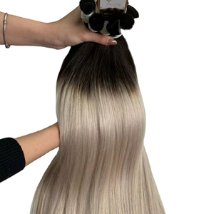 Vente en gros en vrac Extensions de cheveux humains ombrés teints Remy Source de trame de tressage droite paquets - Product Image 1