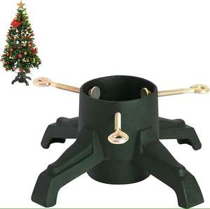 Soporte de árbol resistente para árboles de Navidad reales Base verde pesada con depósito de agua y tornillos laterales de bloqueo - Product Image 5