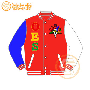 Customized Order Eastern <b>Star</b> Cotton Fleece Embroidered Varsity <b>Jacket</b> OES Breathable Quick Dry Zipper Closure Stand Women's - Product Image 5