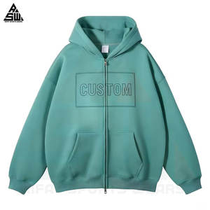 Sudadera con capucha y cremallera para hombre, de invierno, con estampado 3D y bordado, de alta calidad, oversize, de forro polar, con bolsillo, lavado ácido, 300g, al por mayor - Product Image 1