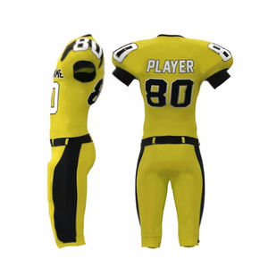 Derniers modèles de vêtements de sport d'extérieur en uniforme de couleur jaune Tops de football américain Maillot de football américain pour hommes - Product Image 3