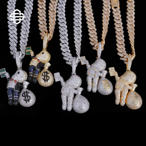 Hiphop personalizado Moissanite Iced Out Money Bag colgante collar para hombres lujo Bling dólar signo encanto Streetwear joyería - Product Image 2