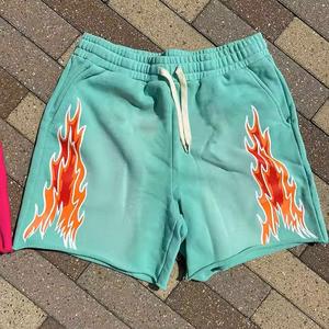 Pantalones cortos deportivos de algodón 100% de alta calidad para hombre, ropa de calle que se desvanece al sol, pantalones para correr de gimnasio, estampado personalizado, forro polar, dobladillo crudo, sudor, transpirable, sólido - Product Image 1