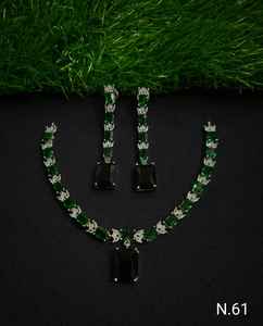AMERICAN DIAMOND BRIDAL NECKLACE <b>SET</b> and HIGH QUALITY & CLASSIC EARRINGS <b>JEWELLERY</b> <b>SET</b> for WEDDING <b>JEWELLERY</b> CLASSIC STYLE <b>WOMEN</b> - Product Image 3