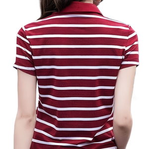 Crea un estilo personalizado Camiseta Polo de solapa cómoda y versátil Camiseta a rayas de temperamento elegante para mujer - Product Image 2