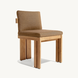 Chaise en teck sans accoudoirs, idéale pour se détendre en extérieur, comme sur la terrasse ou dans le jardin, équipée de mousse souple. - Product Image 5