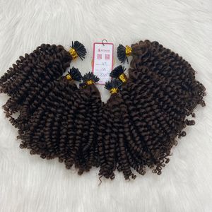 Hot Sale No Tangle Hair Extensions Vietnamese Cuticle Aligned Raw Human Hair Dark Brown Kinky Curly Natural Wave I Tip Vendors - Product Image 5