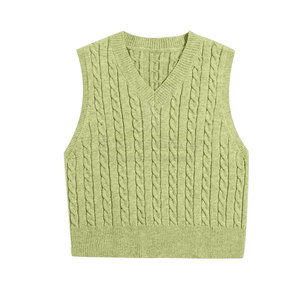 Prix bon marché coupe-vent nouveau style recadrée gilet tricoté nouveauté tenue décontracté recadrée gilet tricoté - Product Image 1
