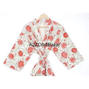 Veste matelassée à imprimé floral pour femmes, taille plus, en coton, tissu imprimé fleuri, kimono classique, blazer décontracté, automne, pour femmes - Product Image 3