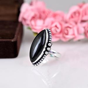 Bague classique faite à la main en argent massif 925, bijoux pour femmes, argent sterling 925, pierre précieuse onyx noir, style bohème, cadeau pour sœur - Product Image 4