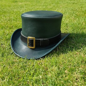 Sombrero de Copa Verde de Cuero Hecho a Mano, Estilo Steampunk, para Cosplay, Personajes, Playa, Deportes, Día de San Patricio, Unisex, Adulto - Product Image 4