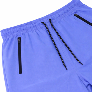 Shorts d'entraînement décontractés pour hommes, taille mi-haute élastique, tissés 100 % polyester, couleur unie, poches zippées, séchage rapide, respirants - Product Image 3