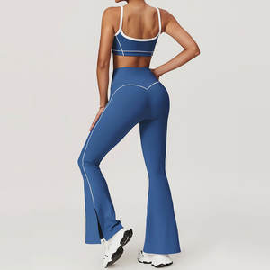 Conjunto de Yoga Sexy y Cómodo de Secado Rápido, Transpirable, Ecológico, con un Solo Hombro Descubierto, Cintura Elástica de Cuatro Hilos y Logotipo Frontal - ¡Venta Caliente! - Product Image 2