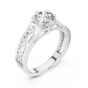 แหวนเพชรทรงกลมที่เพาะเลี้ยงในห้องปฏิบัติการ ทองคำขาว 14K |   แหวนหมั้น |   เพชรที่เพาะเลี้ยงใหม่ - Product Image 6