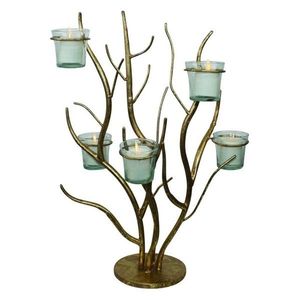 Bougeoir en laiton de luxe Bougeoirs décoratifs en or de mariage Bougeoir en métal avec artisanat naturel - Product Image 4