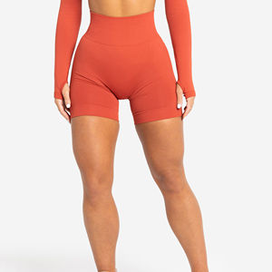 Nueva llegada 2025 mujeres botín pantalones cortos sin costuras Fitness Yoga desgaste mujeres Fitness Yoga pantalones cortos Color sólido cintura elástica transpirable - Product Image 1
