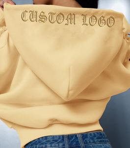 เสื้อฮู้ดผู้หญิงฤดูใบไม้ร่วงพิมพ์ลายเสื้อครอปสตรีทโอเวอร์ไซส์ลำลองมีซิปมีฮู้ดเสื้อสเวตเชิ้ตด้านหน้ามีแขนเสื้อแต่งลาย - Product Image 5