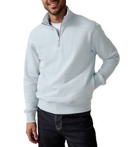 Sweat-shirts pour hommes à demi-zip tendance et confortables 2025, col montant, coupe régulière, logo personnalisé brodé, 100% coton molleton - Product Image 1
