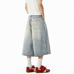 Shorts en jean vintage taille haute pour homme, broderie de logo personnalisée, qualité supérieure, vente en gros, ample et décontracté, 100% coton, séchage rapide - Product Image 3