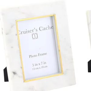 Exquisite Handmade Gold Trim Photo <b>Frame</b> Marble and <b>Brass</b> Inlay Natural Beauty Hand Crafted Design - Product Image 1