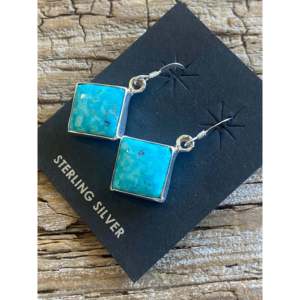 Navajo Turquoise & Sterling <b>Silver</b> Geometric Drop <b>Earrings</b> <b>Hoop</b> <b>Earrings</b> for Wedding Party Gift - Product Image 2