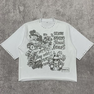 Camiseta de gran tamaño personalizada para hombre con ajuste cuadrado, hombros caídos, 100% algodón, diseños de transferencia de calor, diamantes de imitación para hombre - Product Image 1