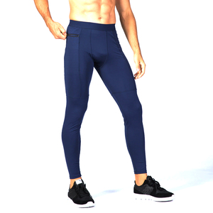 Leggings de compression pour hommes, longueur intégrale, taille élastique, tissu à séchage rapide offrant un confort extensible et un soutien pour la salle de sport et la course à pied - Product Image 3
