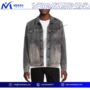 Chaqueta vaquera para hombre al por mayor con parche de logotipo, chaqueta vaquera de algodón lavado para equipos, uniforme de calle, marca de empresa - Product Image 3