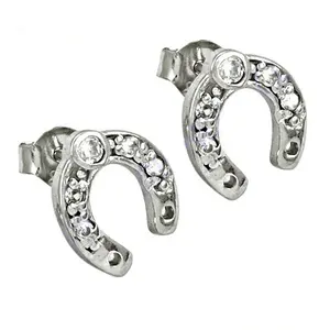 Pendientes de Plata de Ley 925 con Forma de Herradura, Estilo Vintage y Moderno, para Mujer, Chapados en Oro Blanco y Amarillo, con Diamante Talla Pera y Esmeralda - Product Image 2