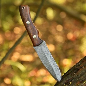 Fourreau en cuir Damas pleine soie OEM Couteau de chasse d'extérieur Couteau de camping Cowboy de survie avec lame fixe personnalisable - Product Image 3