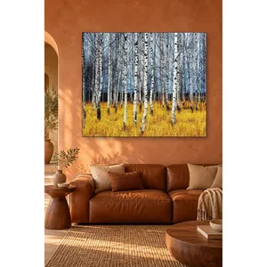 Impression sur toile Forêt de bouleaux de Fida sur fond de herbe dorée - Product Image 2