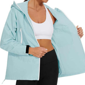 Veste coupe-vent réversible légère et imperméable pour femme, écologique, avec capuche, respirante, fermeture éclair, tricotée, pour la randonnée - Product Image 5