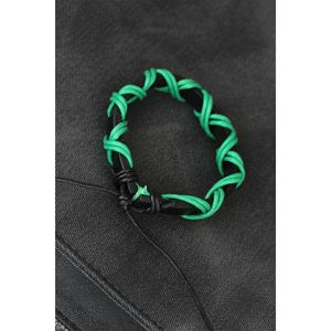 Bracciale uomo in pelle colore nero corda verde-TJ-EB1856