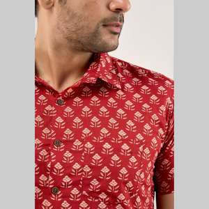 เสื้อเชิ้ตลำลองลายดอกไม้ผ้าฝ้ายสำหรับผู้ชาย, 3D 6XL ลำลองแบบมีกระดุมคอปกเข้ารูปสี100% - Product Image 4