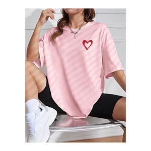 -T-shirt oversize 100% in cotone da donna ti piace più tessuto 30/1 stampato - Product Image 1