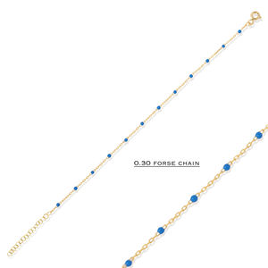 Pulsera de Cadena de Plata de Ley 925 Hecha a Mano en Turquía, con Diseño de Esmalte Azul, Chapada en Rodio y Oro, Joyería para Mujer - Product Image 6