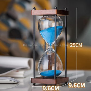 Bán buôn 30 phút cát hẹn giờ màu xanh đồng hồ cát với gỗ đứng rõ ràng đồng hồ cát hẹn giờ cho trang trí nội thất và quà lưu niệm - Product Image 2