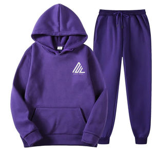 Fleece Unisex de algodón grueso Jogging hombres chándales Casual logotipo personalizado chándales con capucha liso Sudadera con capucha y Joggers conjunto para hombres - Product Image 6