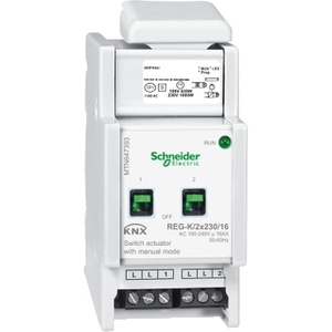 Interruttore Telecomandato SCHNEIDER ELECTRIC MTN647393 Grigio Chiaro, Attuatore REG-K/2x230/16 con Modalità Manuale - Product Image 1