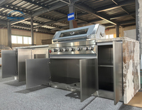 Ensemble de cuisine d'extérieur moderne personnalisable en acier inoxydable avec îlot de rangement pour barbecue, robinet, charnière, étanche, ignifuge, pour salle à manger et appartement